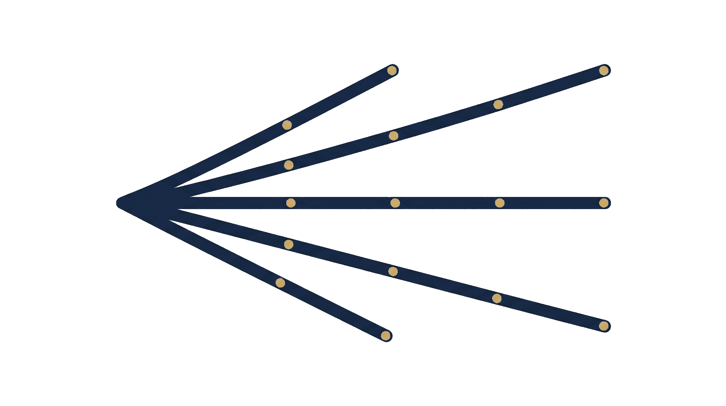 Mapa com cinco caminhos partindo de um ponto comum, cada um representando uma trilha de competência